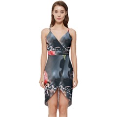 Chocolate Dark Wrap Frill Dress by artworkshop