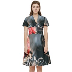 Chocolate Dark Short Sleeve Waist Detail Dress by artworkshop