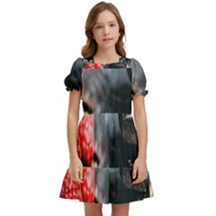 Chocolate Dark Kids  Puff Sleeved Dress by artworkshop
