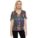 Background Graphic Bow Sleeve Button Up Top View1