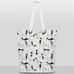 Pattern Cats Black Feline Kitten Full Print Rope Handle Tote (small) by Ravend