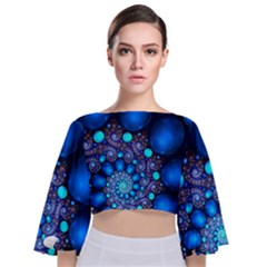 Digitalart Balls Tie Back Butterfly Sleeve Chiffon Top by Sparkle
