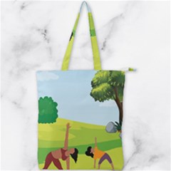 Mother And Daughter Yoga Art Celebrating Motherhood And Bond Between Mom And Daughter  Double Zip Up Tote Bag by SymmekaDesign