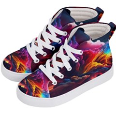 Ocean Sea Wave Clouds Mountain Colorful Sky Art Kids  Hi-top Skate Sneakers by Pakemis