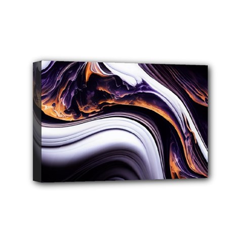Marble Abstract Water Gold Dark Pink Purple Art Mini Canvas 6  X 4  (stretched) by Pakemis