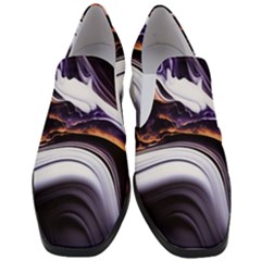 Marble Abstract Water Gold Dark Pink Purple Art Women Slip On Heel Loafers by Pakemis