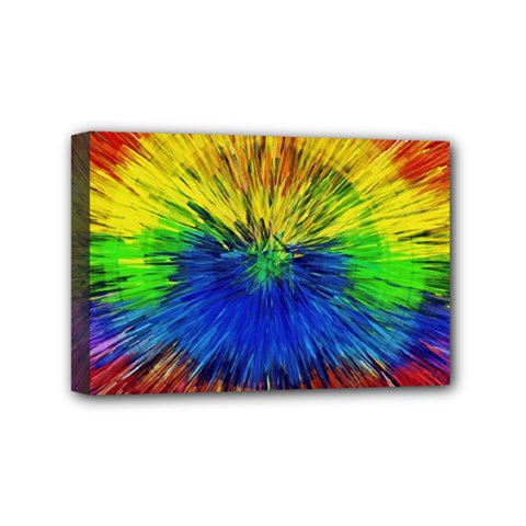 Colour Background Structure Lines Explosion Pop Mini Canvas 6  X 4  (stretched) by Pakemis