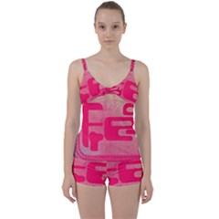 Pink Background Grunge Texture Tie Front Two Piece Tankini by Ravend