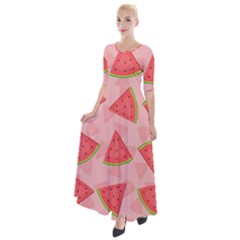 Background Watermelon Pattern Fruit Food Sweet Half Sleeves Maxi Dress by Jancukart