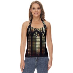 Stained Glass Window Gothic Haunted Eerie Basic Halter Top by Jancukart