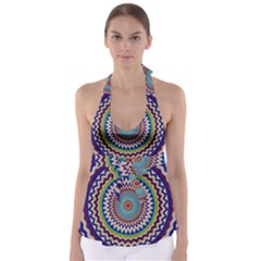 Kaleidoscope Geometric Circles Mandala Pattern Babydoll Tankini Top by Jancukart