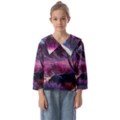 Landscape Landscape Painting Purple Purple Trees Kids  Sailor Shirt by Jancukart