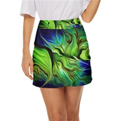 Fractal Art Pattern Abstract Fantasy Digital Mini Front Wrap Skirt by Jancukart