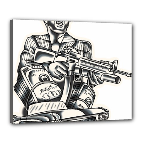 Scarface Movie Traditional Tattoo Canvas 20  X 16  (stretched) by tradlinestyle
