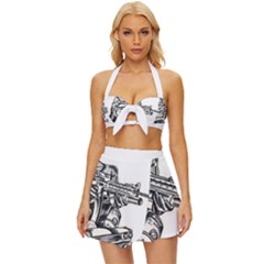 Scarface Movie Traditional Tattoo Vintage Style Bikini Top And Skirt Set  by tradlinestyle