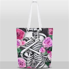 Floral Skeletons Full Print Rope Handle Tote (small) by GardenOfOphir
