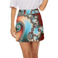 Fractal Spiral Art Math Abstract Mini Front Wrap Skirt by Ravend