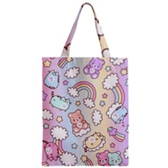 Pusheen Carebears Bears Cat Colorful Cute Pastel Pattern Zipper Classic Tote Bag by Sapixe
