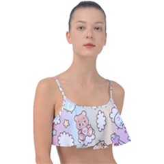 Pusheen Carebears Bears Cat Colorful Cute Pastel Pattern Frill Bikini Top by Sapixe