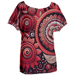 Bohemian Vibes In Vibrant Red Women s Oversized Tee by HWDesign