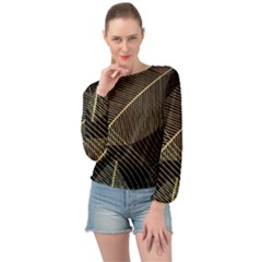 Leaves Nature Art Design Pattern Banded Bottom Chiffon Top by Ravend