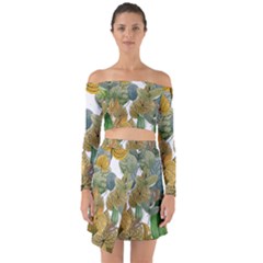 Sheet Autumn Color Drawing Off Shoulder Top With Skirt Set by Ravend