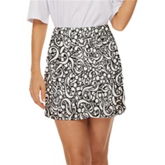Question Mark Typographic Motif Random Pattern Mini Front Wrap Skirt by dflcprintsclothing
