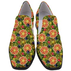 Fruits Star Blueberry Cherry Leaf Women Slip On Heel Loafers by Pakemis
