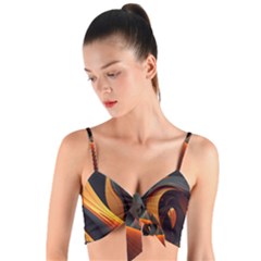 Swirls Abstract Watercolor Colorful Woven Tie Front Bralet by Ravend
