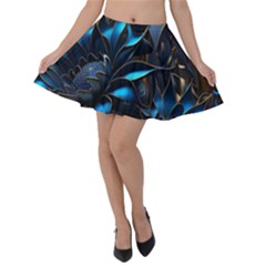 Flower Metal Flowers Sculpture Velvet Skater Skirt by Ravend