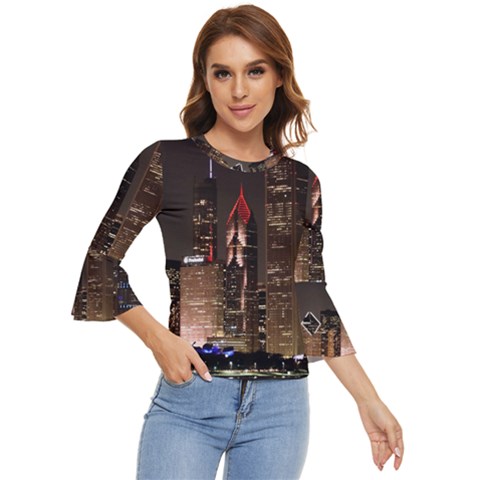 Chicago City Architecture Downtown Bell Sleeve Top by Ravend