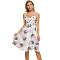 Pattern Pastel Drawing Art Sleeveless Tie Front Chiffon Dress by Uceng