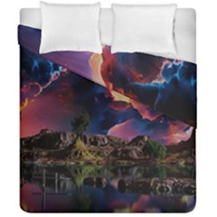 Lake Galaxy Stars Science Fiction Duvet Cover Double Side (california King Size) by Uceng