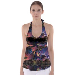 Lake Galaxy Stars Science Fiction Babydoll Tankini Top by Uceng