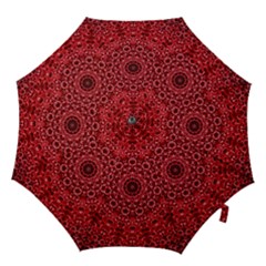 Red Wallpaper Mandala Pattern Art Hook Handle Umbrellas (medium) by Uceng