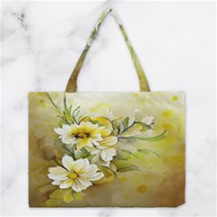 Watercolor Yellow And-white Flower Background Medium Tote Bag by artworkshop