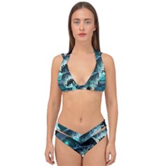 Sculpture Dinosaur Shark Frozen Winter Fantasy Double Strap Halter Bikini Set by Ravend