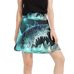 Sculpture Dinosaur Shark Frozen Winter Fantasy Waistband Skirt by Ravend
