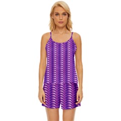 Purple Textile Vibrant Decor 3d Satin Pajama Short Set by Ravend