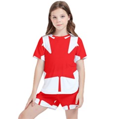 Canada Flag Canadian Flag View Kids  Tee And Sports Shorts Set by Ravend