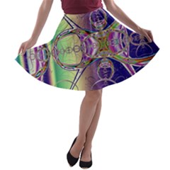 Fractal Abstract Digital Art Art Colorful A-line Skater Skirt by Ravend