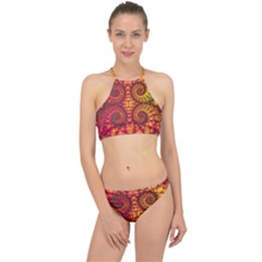 Art Pattern Fractal Design Abstract Artwork Racer Front Bikini Set by Ravend
