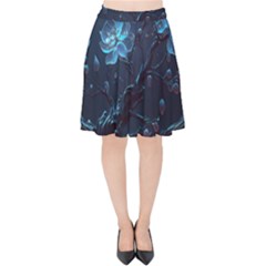 Ai Generated Cherry Blossom Blossoms Art Velvet High Waist Skirt by Ravend