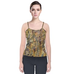 Rusty Orange Abstract Surface Velvet Spaghetti Strap Top by dflcprintsclothing