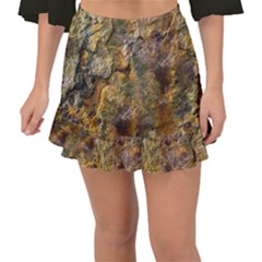 Rusty Orange Abstract Surface Fishtail Mini Chiffon Skirt by dflcprintsclothing