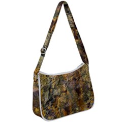 Rusty Orange Abstract Surface Zip Up Shoulder Bag by dflcprintsclothing
