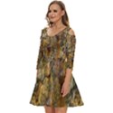 Rusty Orange Abstract Surface Shoulder Cut Out Zip Up Dress View2
