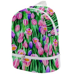 Combined Watercolor Flowers Zip Bottom Backpack by GardenOfOphir