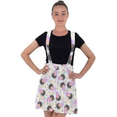 Pattern Pastel Drawing Art Velvet Suspender Skater Skirt by Ravend