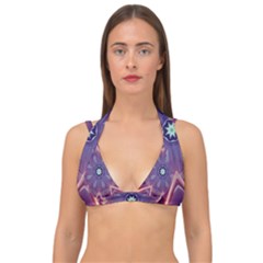 Abstract Glow Kaleidoscopic Light Double Strap Halter Bikini Top by Ravend